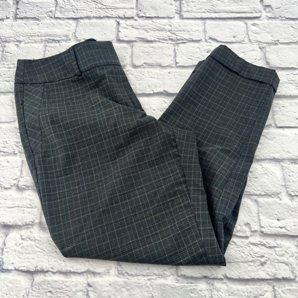 Ann Taylor Loft Julie Straight Leg Gray Plaid Dress Pants Womens Size 8 Cuffed